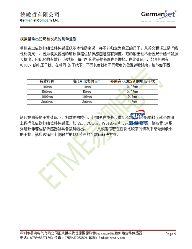 如何找出Germanjet德敏哲模擬量磁致伸縮位移傳感器位置讀數(shù)跳動原因